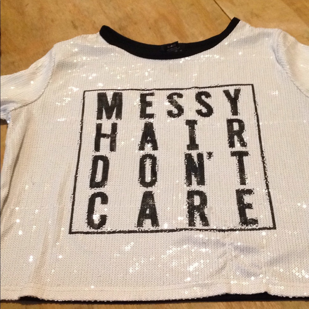 Black and white sequin top
